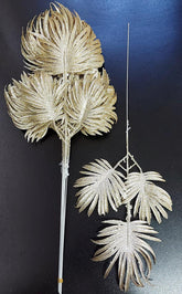 Frunze decorative palmier auriu cu sclipici - 12 buc/set